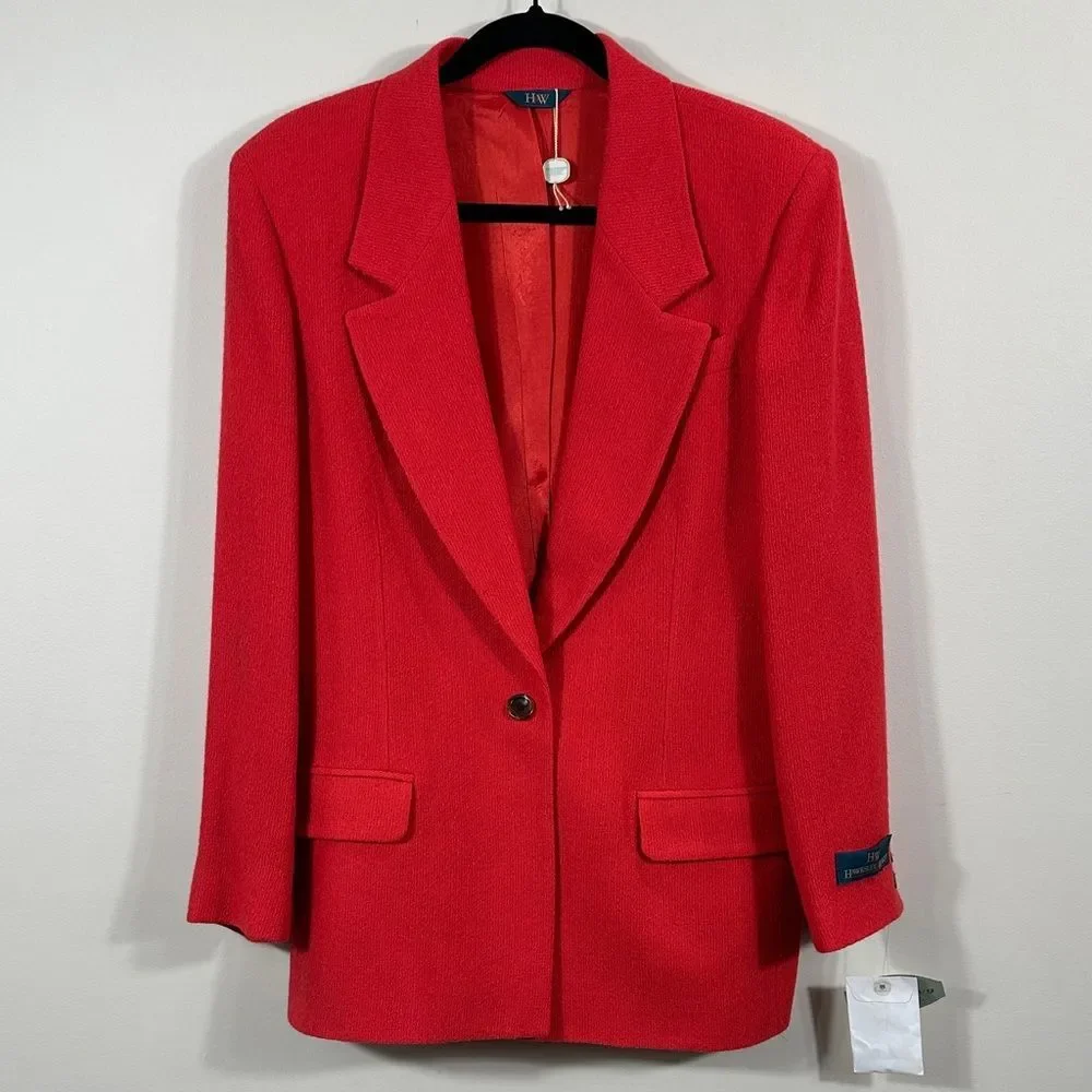 Hawksley & Wight NWT Vintage Deadstock Red Valentines Blazer Work Wool Women 12